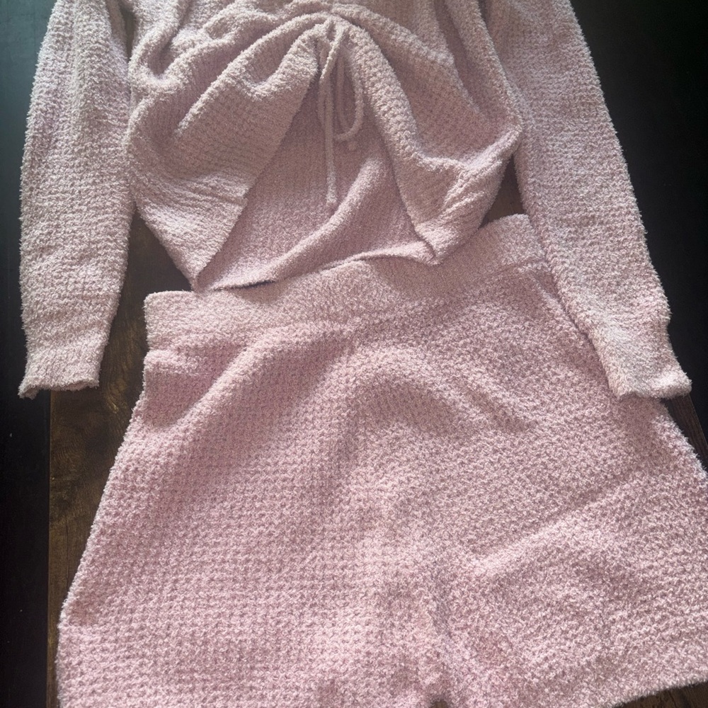 Sincerely Jules Plush Pink Knit Top and Shorts Set